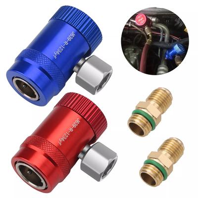 2 Stück R1234Yf Schnellkupplungsadapter Auto Klimaanlage Hoch-/Niederdruckseite R1234Yf Schnellkupplungen Kältemitteladapter Umrüstsatz