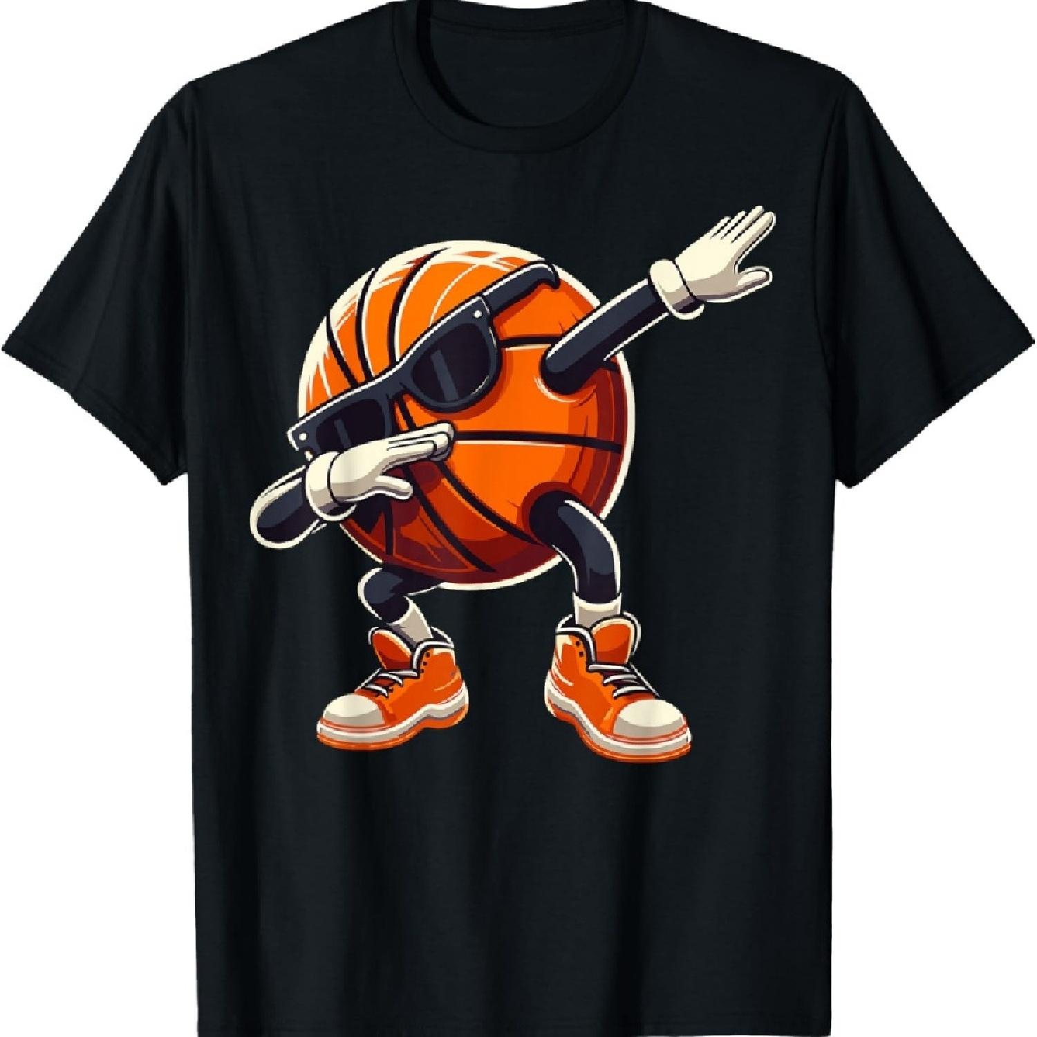 

Dabbing Basketball Ball with Sunglasses Funny Basketball T-Shirt S