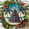 Christmas Tree Metal Sign Tropical Beach Holiday Decor Aluminum Art Home Bar Wall