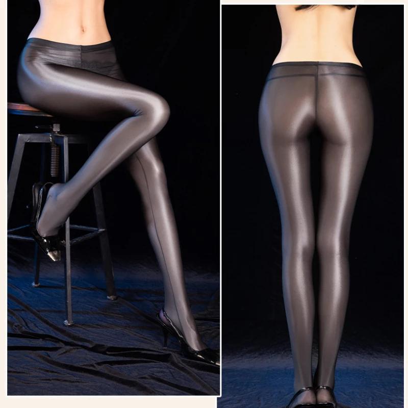 Women Tights Oil Shiny Stockings High Elastic Ultra-Thin Sexy Long Stockings Pantyhose Transparent Mesh Breathable Stockings