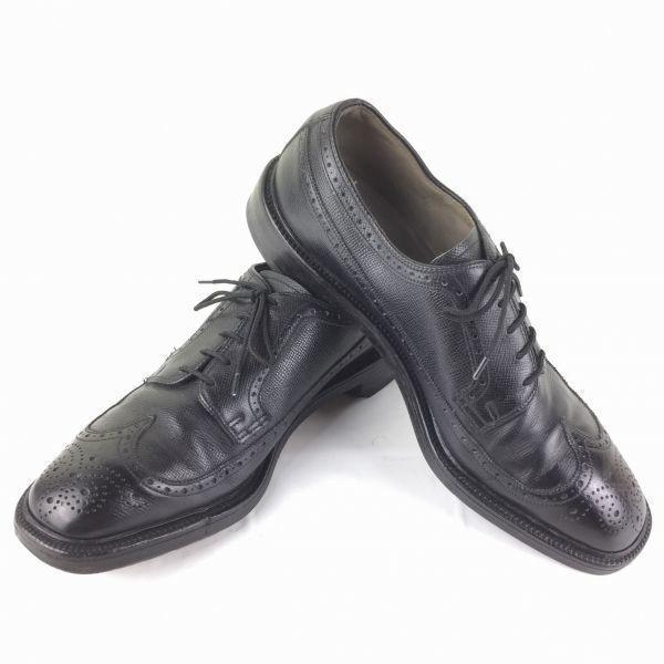 

80s-90s Vintage CORDWAINER Wingtip Business Shoes Black size 9.5C 26.5-27.0 Men s