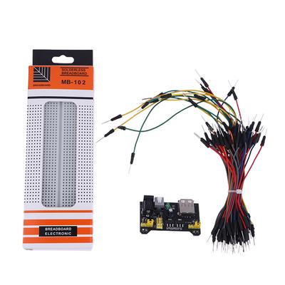 Mb102 Steckbrett Stromversorgungsmodul 830 Punkte Lötfreies Prototypen Steckbrett Kit mit 65 flexiblen Jumperkabeln DIY Elektronik 3.3/5
