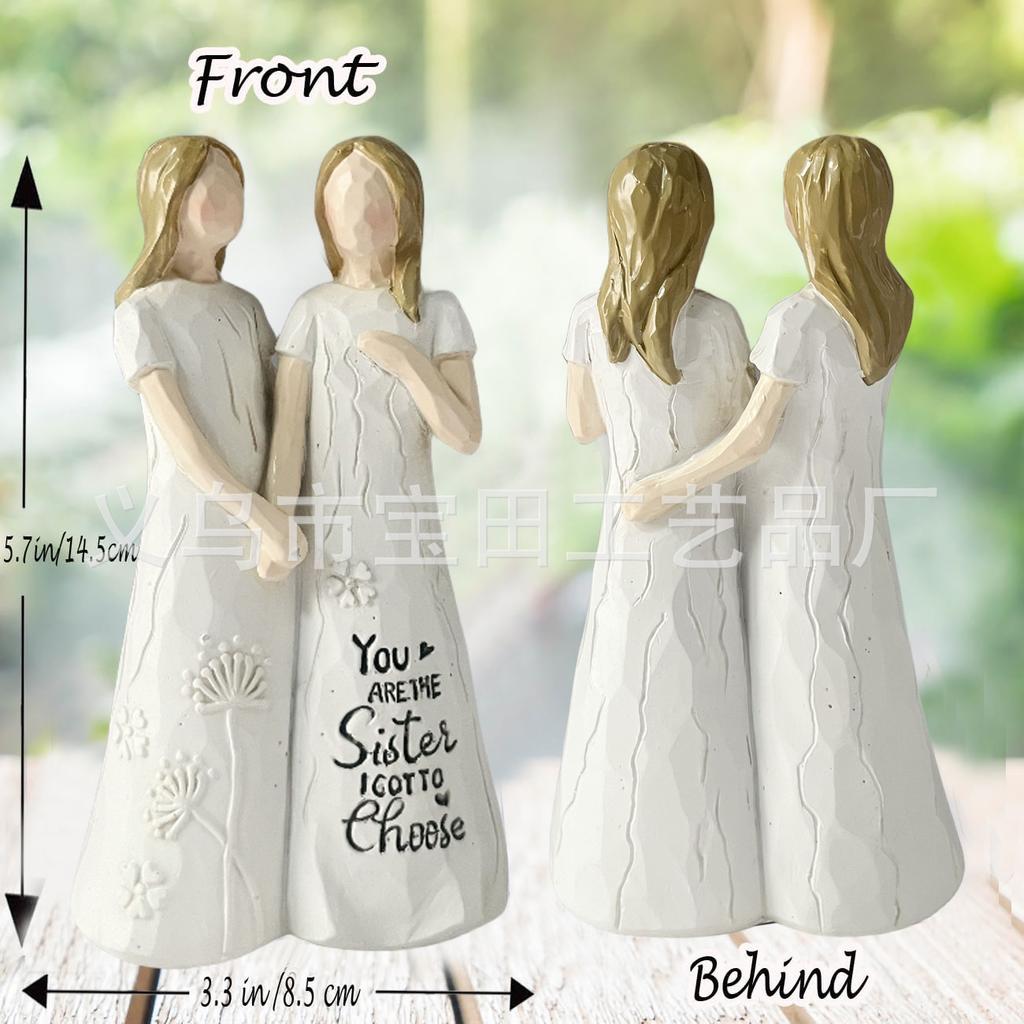 Friendship Gift for Best Friends Friendship Double Holding Hands Girl Statue Home Knickknack