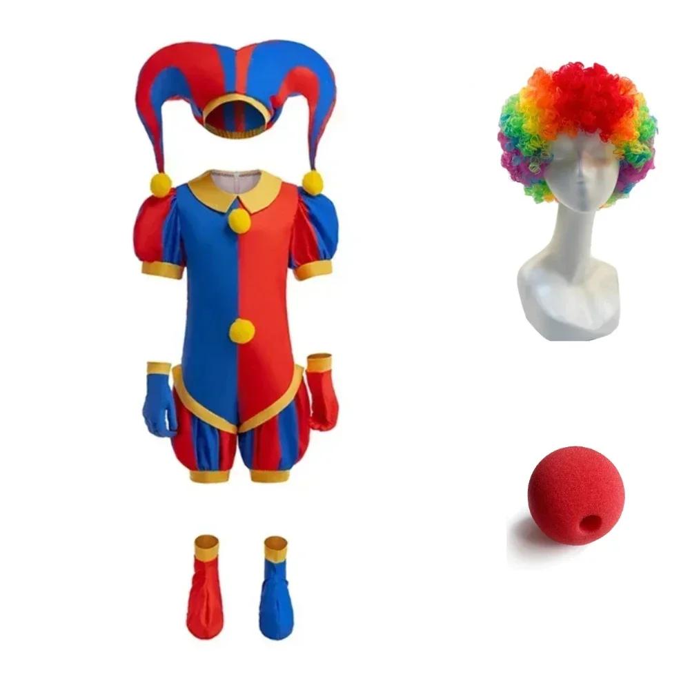 Anime Magic Circus Cosplay Costume Kids Jumpsuit Funny Clown Outfits for Halloween Carnival Party Easter Dress Up