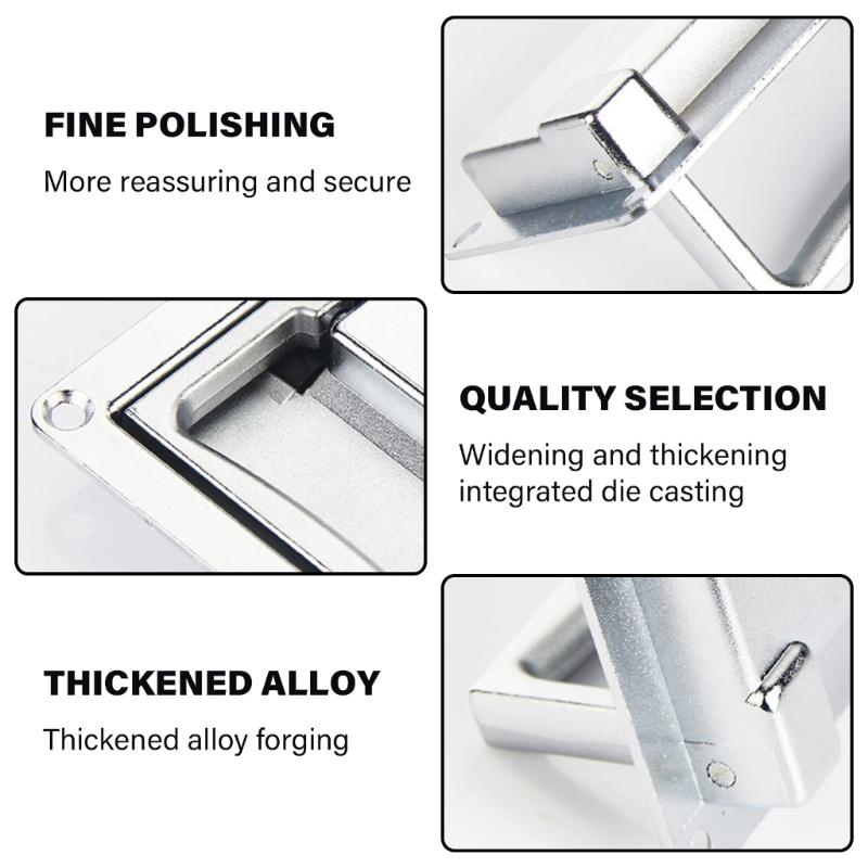 Rechteckiger Einbau-Griff Griff Zinklegierung Paneel Klappgriff Moderner Möbelgriff Beschläge für Truhe Koffer