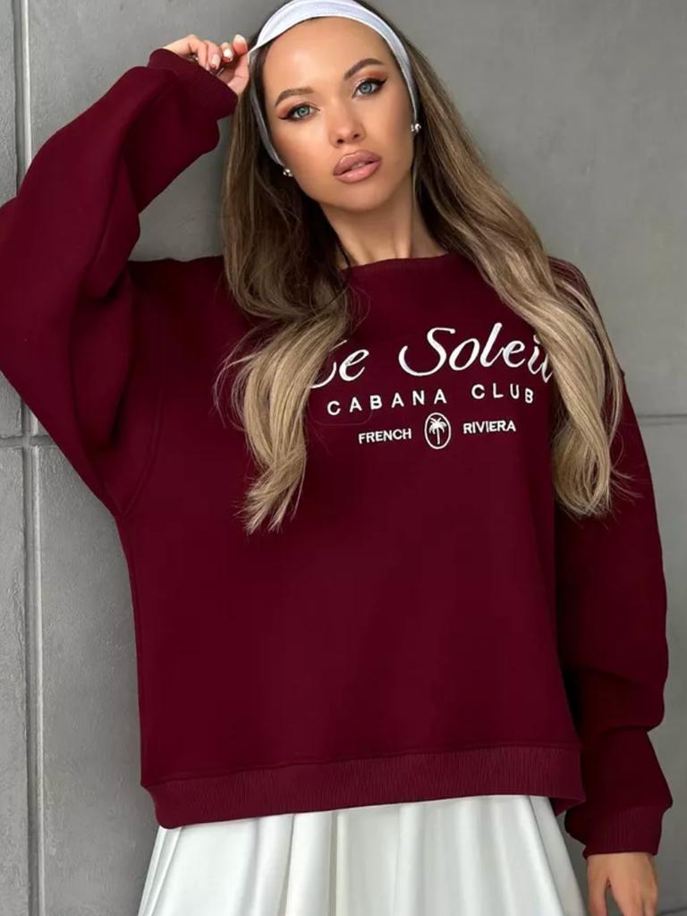 Women's Crew Neck Long Sleeve Sweatshirt Loose Fit Letter Print Casual Oversized Pullover Top