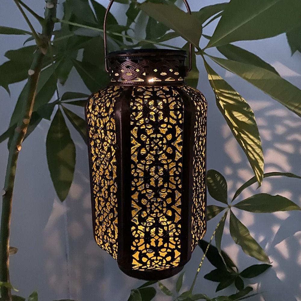 Retro Solar Hanging Lantern with Handle Atmosphere Lamp Garden  Landscape Led Solar Light  Outdoor