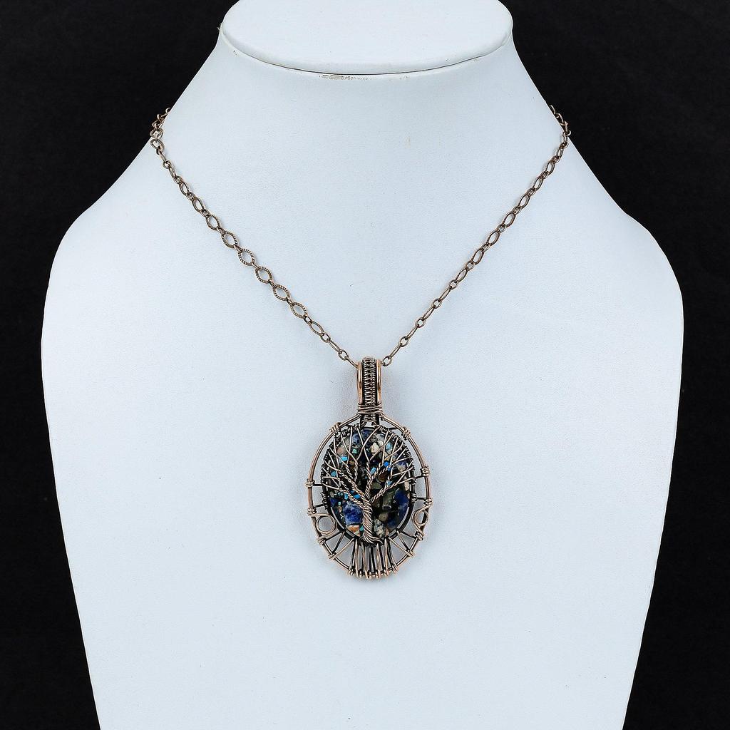 Tree Of Life Copper Multi Turquoise Pendant Copper Wire Wrapped Pendant Designer Jewelry Gemstone Pendant Handmade Copper Jewelry For Gifts