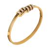 Women's Titanium Steel Luxury Bracelet with Hollow Design and Inlaid Round Diamonds
