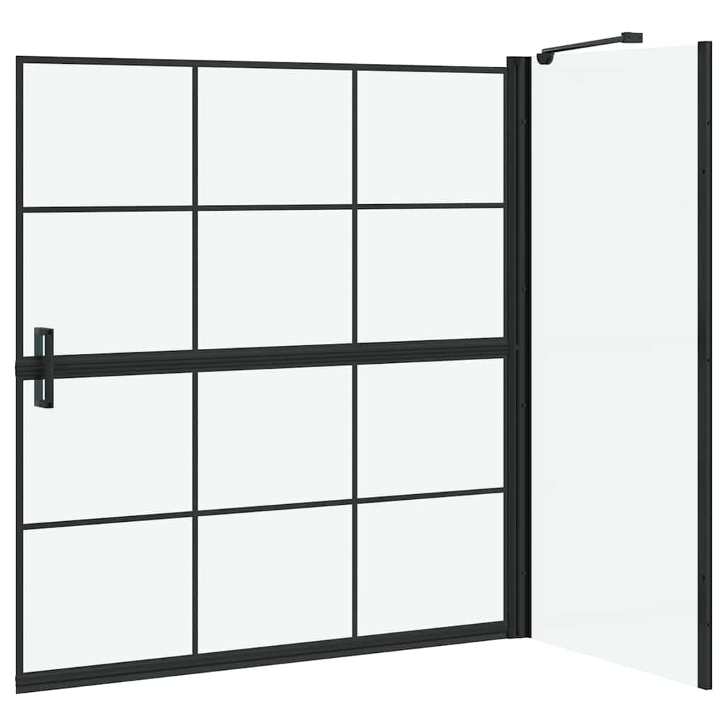 Black and Transparent Shower Screen 116 X 68 X 128 Cm