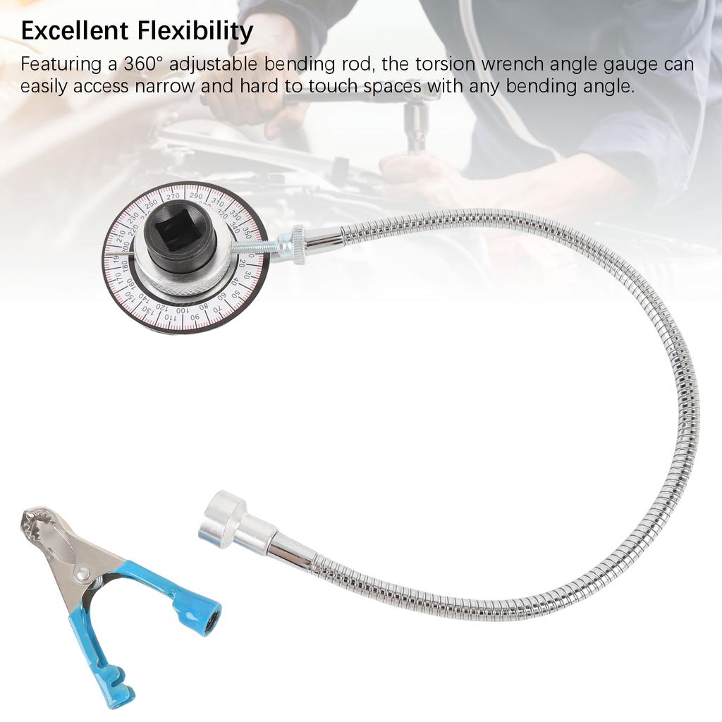 Torsion Angle Meter Alloy Steel 12in Drive Meter Clear Scale 360 degrees  Bending Wrench Angle Gauge with