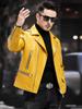Spring and Autumn New Leather Jacket Locomotive Leather Jacket Men's Slim Fit Handsome Youth Men's Jacket Trend