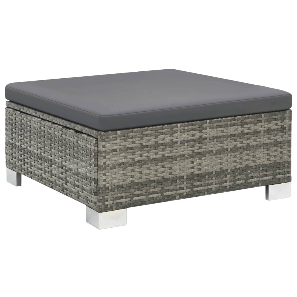 10 piece garden lounge set with cushions poly rattan grey