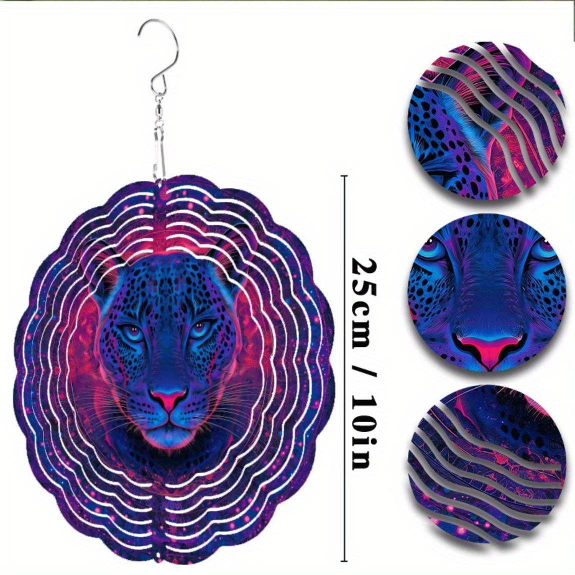 

10 Inch Metal Wind Chime Outdoor Decor 3D Dynamic Garden Art with Starry Sky and Leopard Print for Christmas Halloween 01A