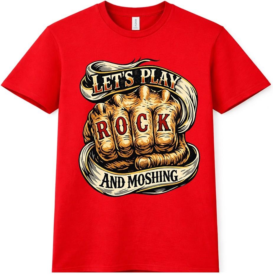 Punk Rock T Shirt Let’s Play Rock Graphic Tee Vintage Rock Music Band Top S