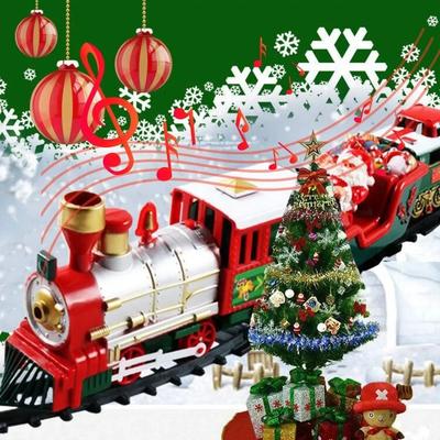 Ensemble de train de Noël électrique Moteur électrique Voie ferrée Ensemble de jeu Avec Musique Traîneau du Père Noël Chariot Bonhomme de neige Cadeau de Noël