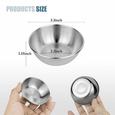 Stainless Steel Deep Round Condiment Dish for Hot Pot, Soy Sauce, or Dipping Sauces