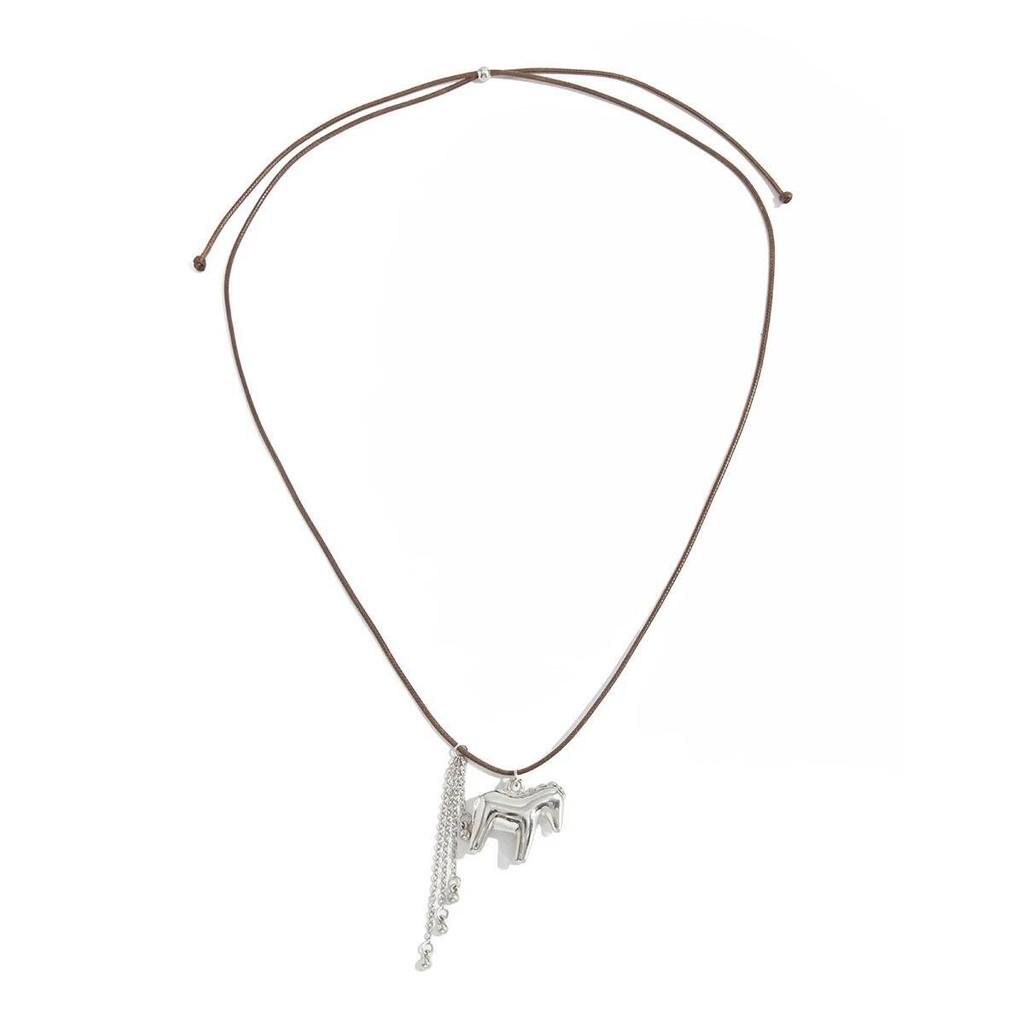 IngeSight.Z Minimalism Retro Adjustable Rope Chain Necklace for Women Creative Pony Pendant Choker Necklace Fashion Jewelry New