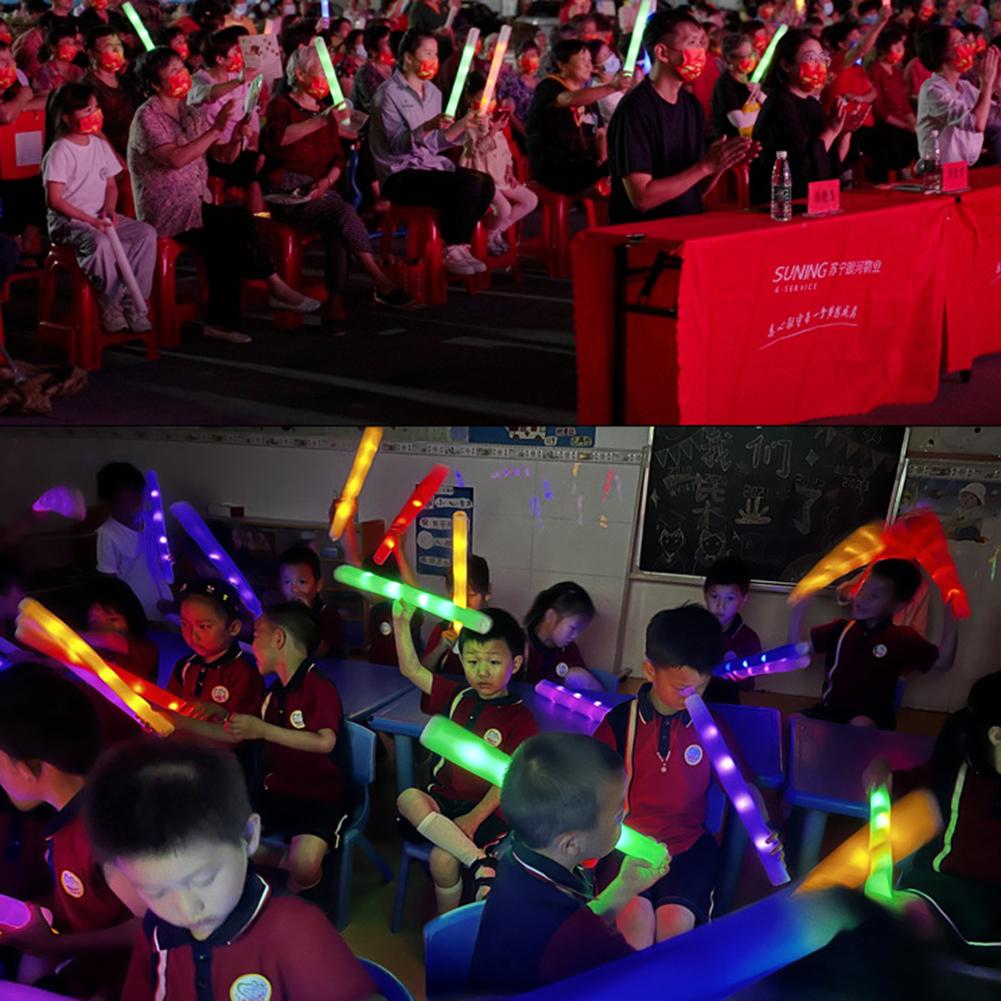 1PCS Sponge Glow Stick Light Up Neon Fluorescent LED Flashing Bar for Event Support and Cheer Night Party Light Stick