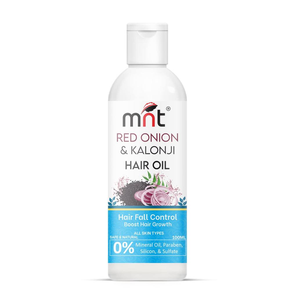 MNT Red Onion & Kalonji Hair Oil for Hair Growth and Hair Fall Control with Onion & Black Cumin Seed Oil, 100 ml