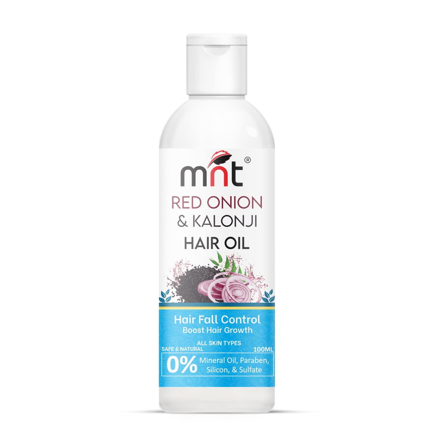 MNT Red Onion & Kalonji Hair Oil for Hair Growth and Hair Fall Control with Onion & Black Cumin Seed Oil, 100 ml