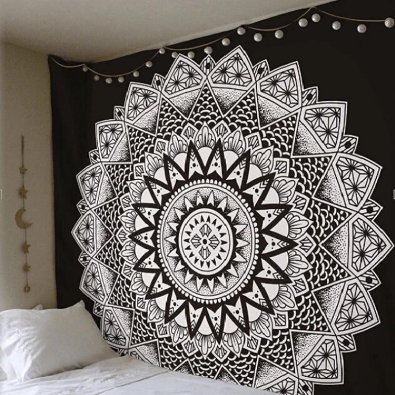 150cm Mandala Print Tapestry Wall Hanging Carpet Throw Yoga Beach Mat Blanket Large Sleeping Pad Wall Art Tapestry Decorations