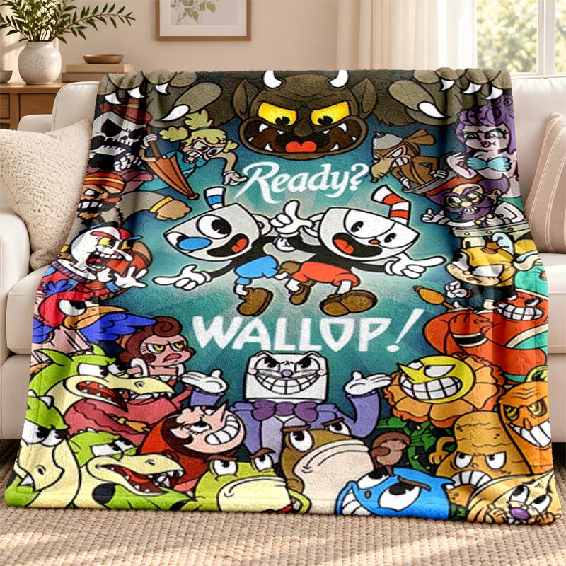 Cuphead Decke Flanelldecke Weiche Gemütliche Plüschdecke für Sofa Bett Leichte Heimdekoration Outdoor Camping