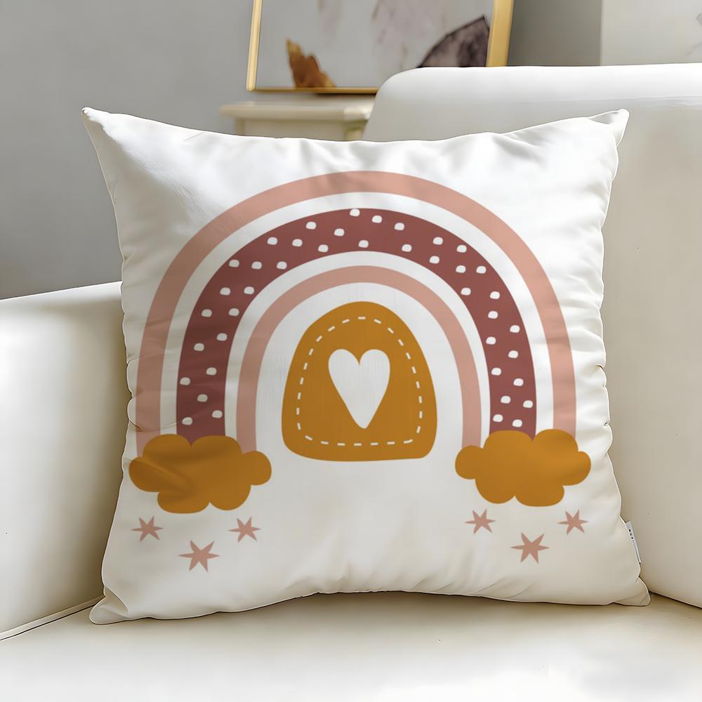 Classic Theme Rainbow Cushion Cover Soft & Easy-Wash Pillow Case – Versatile For Couch, Bed, Travel And Office