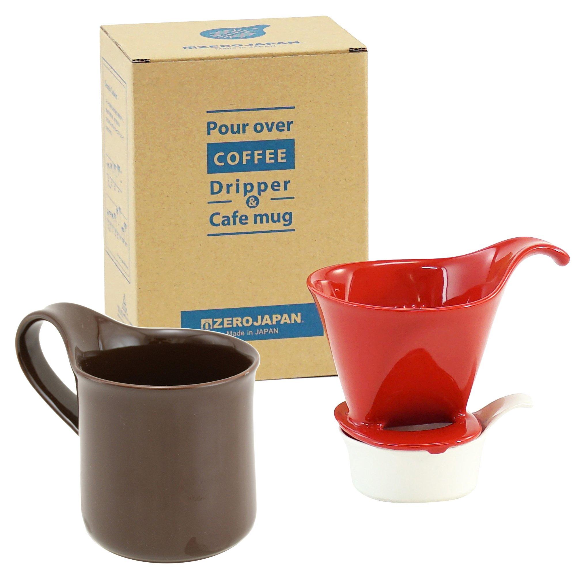 

ZEROJAPAN Gift Set: Coffee Dripper L & Cafe Mug (with Tray), Dark Chocolate, DMZ-16 TO/DCH