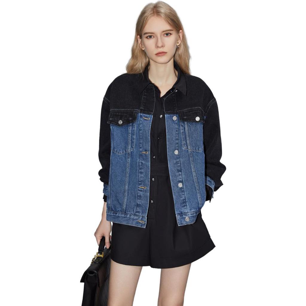 Elle Commuter Minimalist Fashion Denim Jacket Women jackets Denim-Blue EF35477
