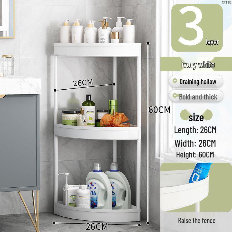Triangular Bathroom Corner Shelf Rack for Indoor Storage