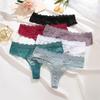 FINETOO 3ks/set Čipkované Tangá Dámske S-XL Sexy G-string Trendy Kvetinové Nohavičky s T-Backom s nízkym pásom Dámske Bikiny Spodná bielizeň Spodná bielizeň