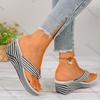 Fashion Comemore 2025 Flip-flops Ladies Summer Shoes Casual Stripe Platform Wedges Beach Slippers High Heeled Slides Shoes for Women