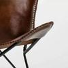 Leather Sleeper Seat Lounge Accent Butterfly Chair Handmade New With Iron Frame