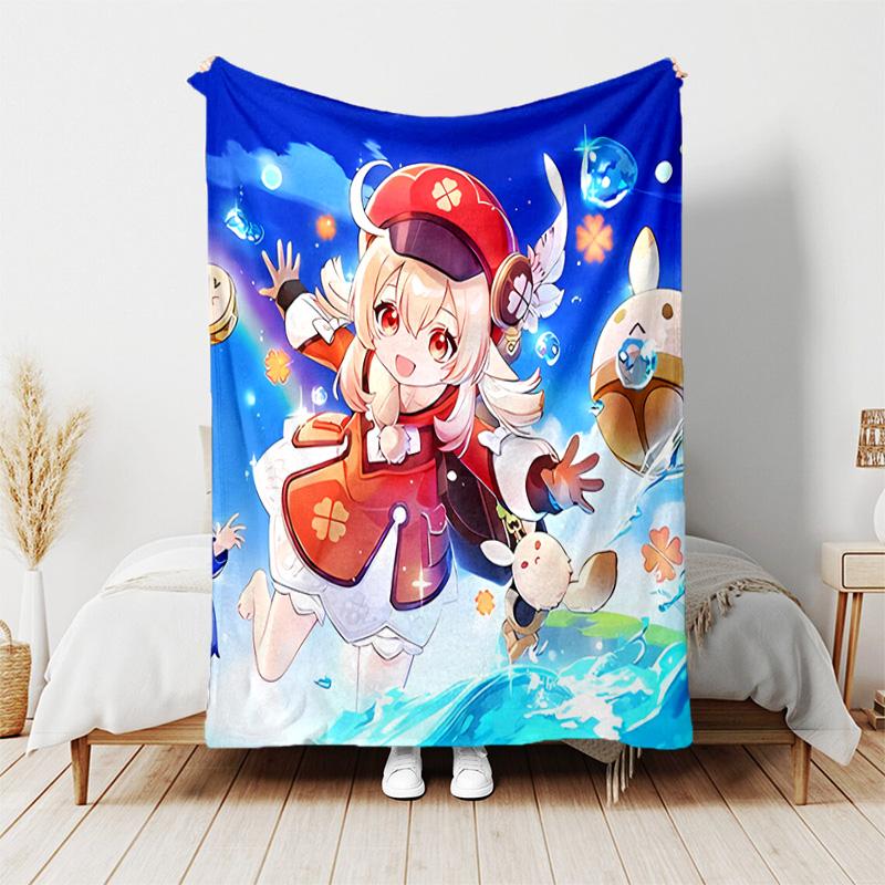 1pc Blanket - Genshin Impact characters Print Design, Lightweight Blanket for Sofa, Bed- Soft &Warm, Gift for All Seasons