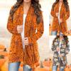 Halloween langermet cardigan cardigan, skummelt mønster toppjakke for kvinner