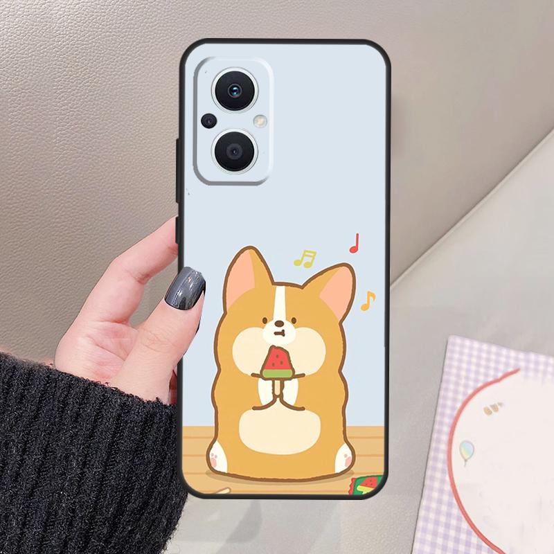 Cartoon Corgi Funda For OPPO Reno 12 F 11F 13F 14F 10 13 14 15 Pro 7 8 Lite OPPO Find X8 X6 X5 X9 Pro Case