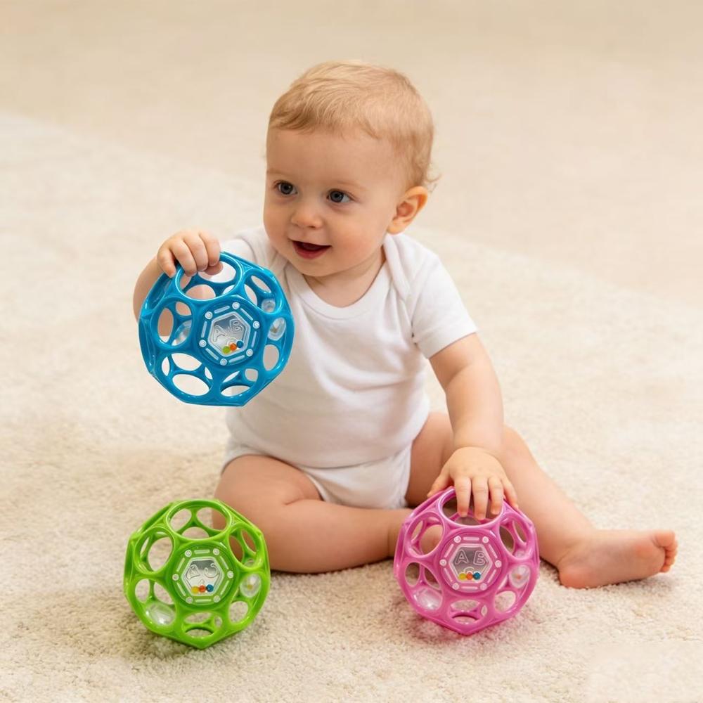 Baby Hollow Sensory Ball,Soft Grasping Ball Toy With Rattle,Early Development Hand-Eye Coordination Toy For Boy&Girl Toys