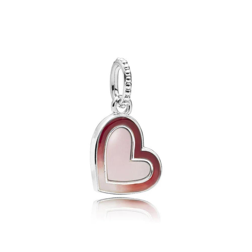 NEW 925 Silver Charm Fit Original Bracelet Accessories Women Jewelry Love Series Cupid Pink Heart Rose