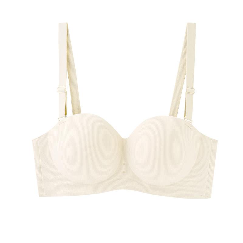Summer Strapless Striped Underwear Light and Small Chest Gathering Underwear Comfortable No Steel Ring Soft Bra