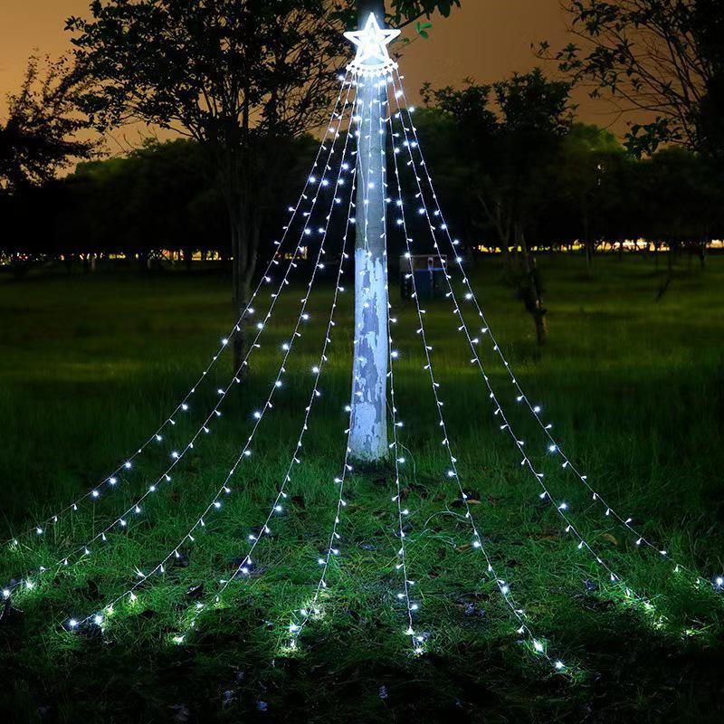 Flowing Color LED Star Waterfall Light - Outdoor Christmas Decoration