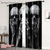 2pcs   Curtains Roller Blinds 2D Print Black Skull Print 100% Polyester (without Rod) Stuff Clearance Use for Bedroom