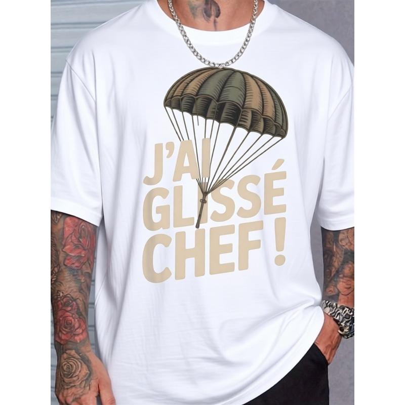Men S T-Shirt - French Culinary Slogan  I M a Glutton Chef!  Graphic Tee, Featuring Text, Regular Fit Casual S белый