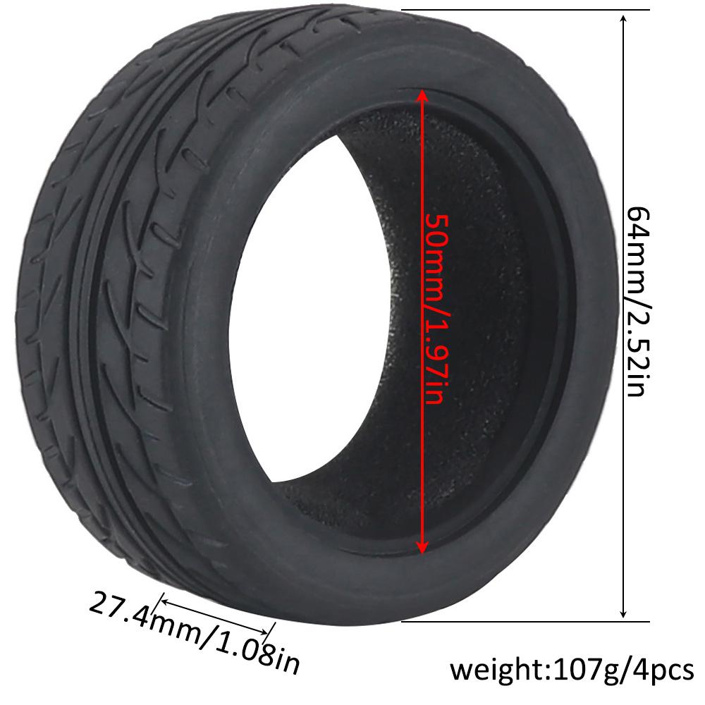 1:10 On-road Car Tires 63-68mm High Grip Rubber Tyre Hot Melt Tire Hsp 94123 Hpi Himoto Fw06 Tt01 Abrasion Resistant Racing Car