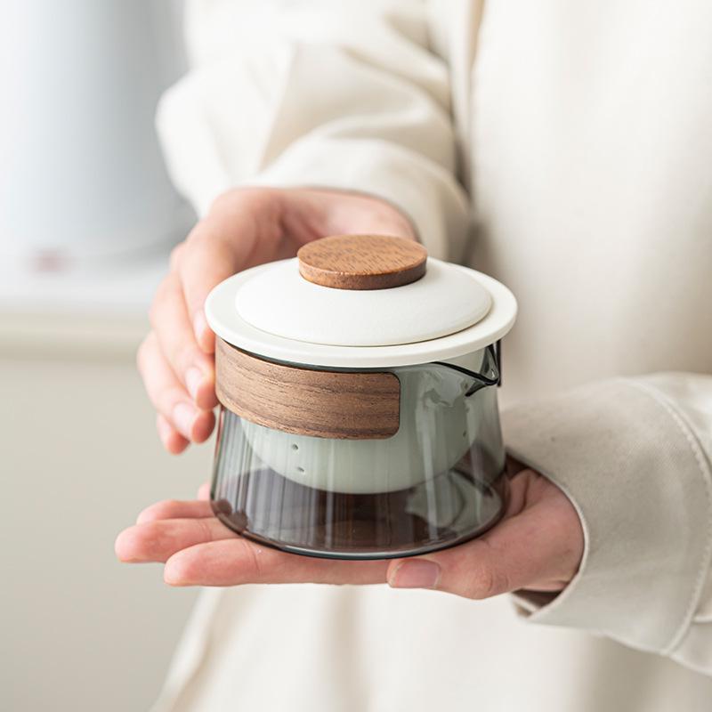 Portable Ceramic Tea Set: Quick Cup, One Pot, Three Cups - Perfect for Travel and Outdoor Use