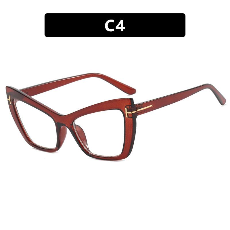 Women's Glasses T-word Cat Eye Glasses, Fashionable Large-frame Glasses