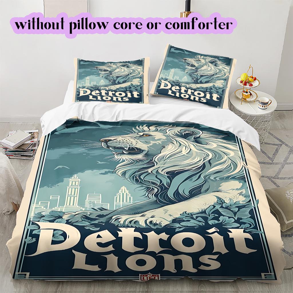 football Logo Pattern Bedding Quilt Set Quilt Cover Pillowcase Home Decoration Birthday Gift (1*duvet cover+ 2*pillowcase, without core)