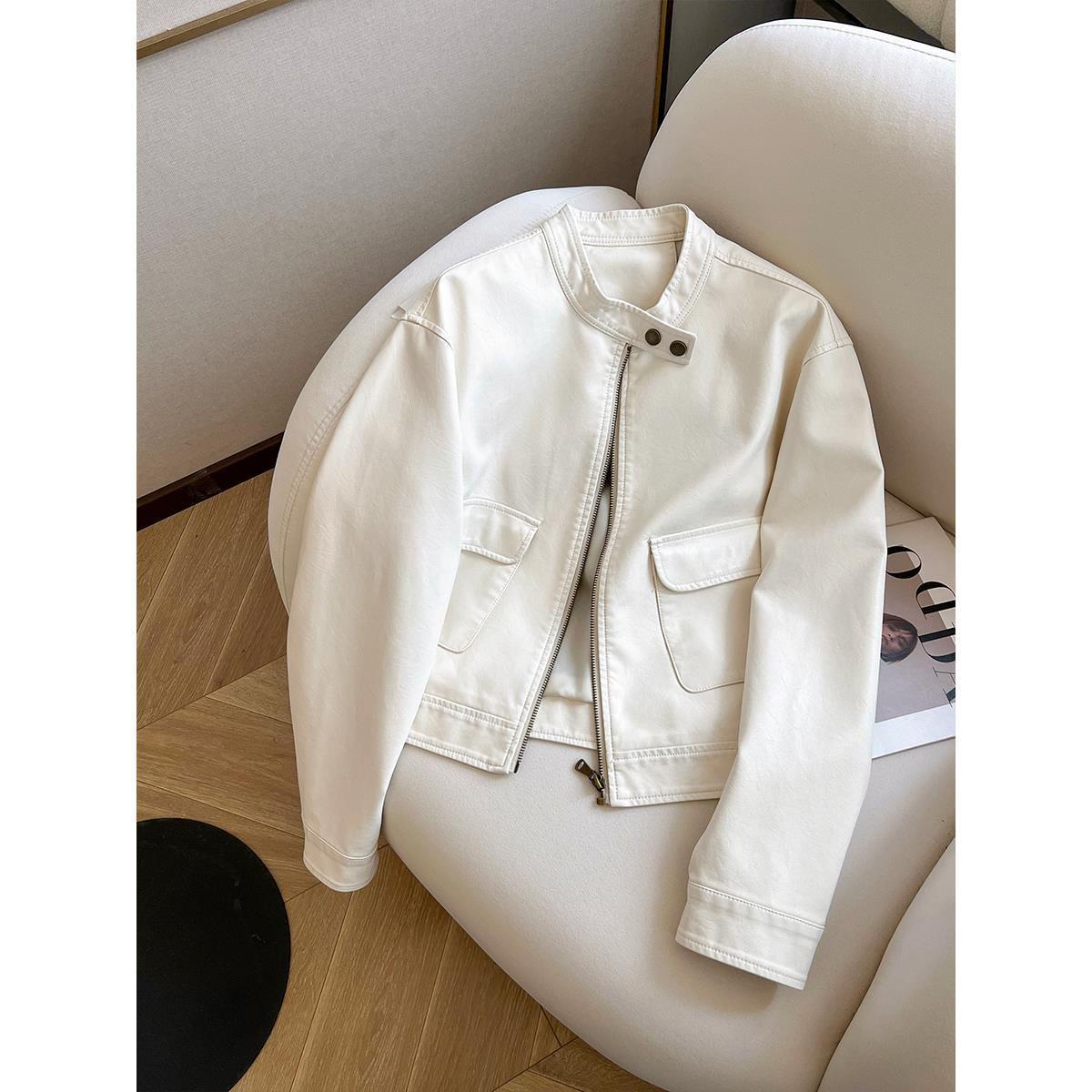

Korean Style Women s PU Leather Motorcycle Jacket - Spring 2025 Retro Trend S for 80-100 jin