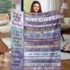 Lodge Style Inspirational Daughter Flannel Blanket - Digital Printed Polyester Soft Throw, Knitted All-Season Comfort with Motiv