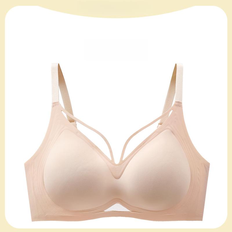 Nahtloser BH in großer Größe, dünnes Design ohne Bügel, gerafftes BH-Top, stützend, gegen Hängen, Push-up-BH